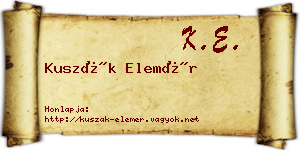 Kuszák Elemér névjegykártya